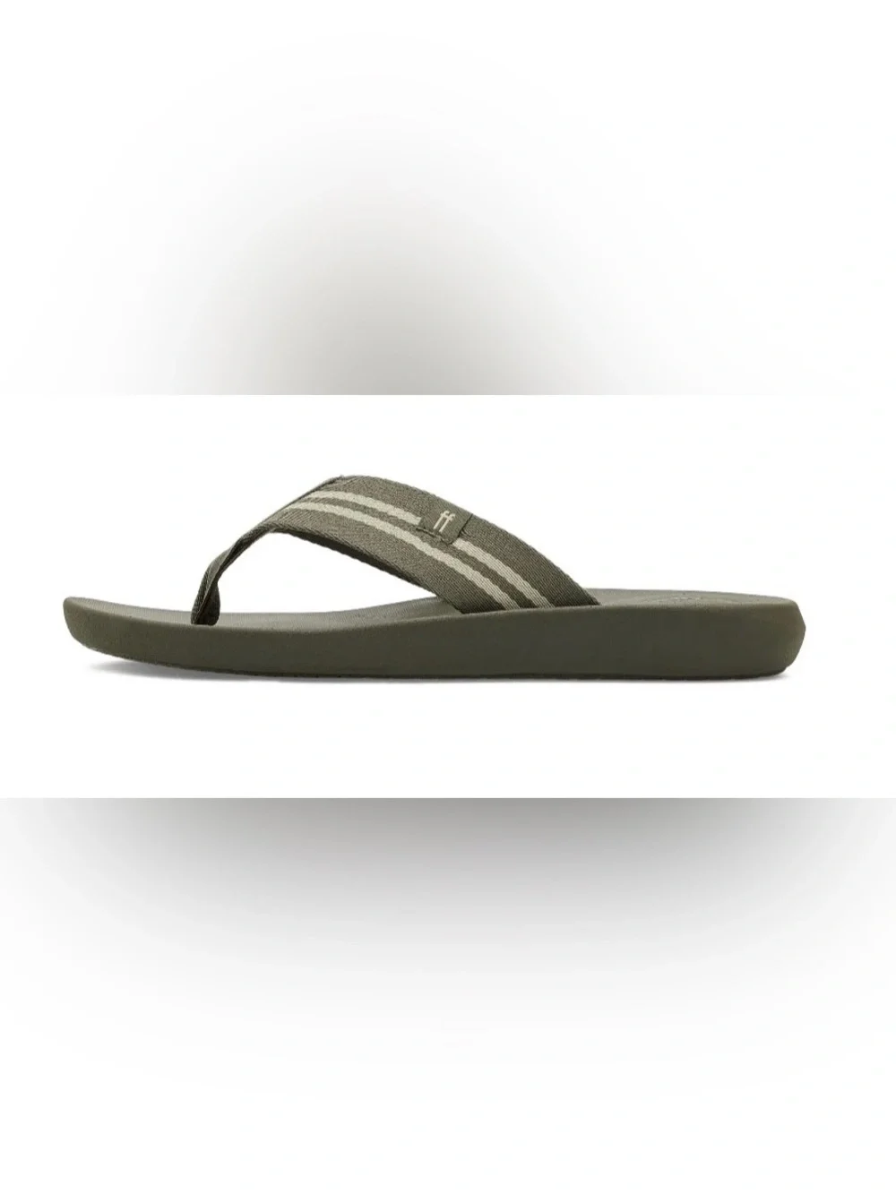 Fitflop IQushion Men’s 2 - Striped Webbing Thong Sandals - Deep Olive - size 13